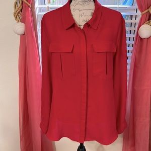 Christmas RED Long Sleeve Blouse with Adjustable sleeve length